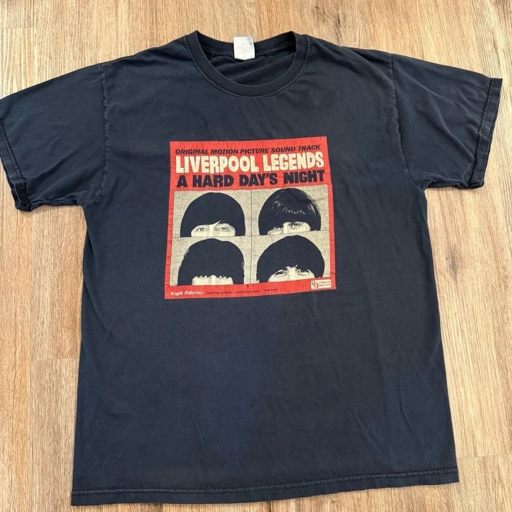 The Beatles LIVERPOOL LEGENDS A Hard Day's Night Soundtrack T-Shirt Large FLAW - Picture 1 of 10